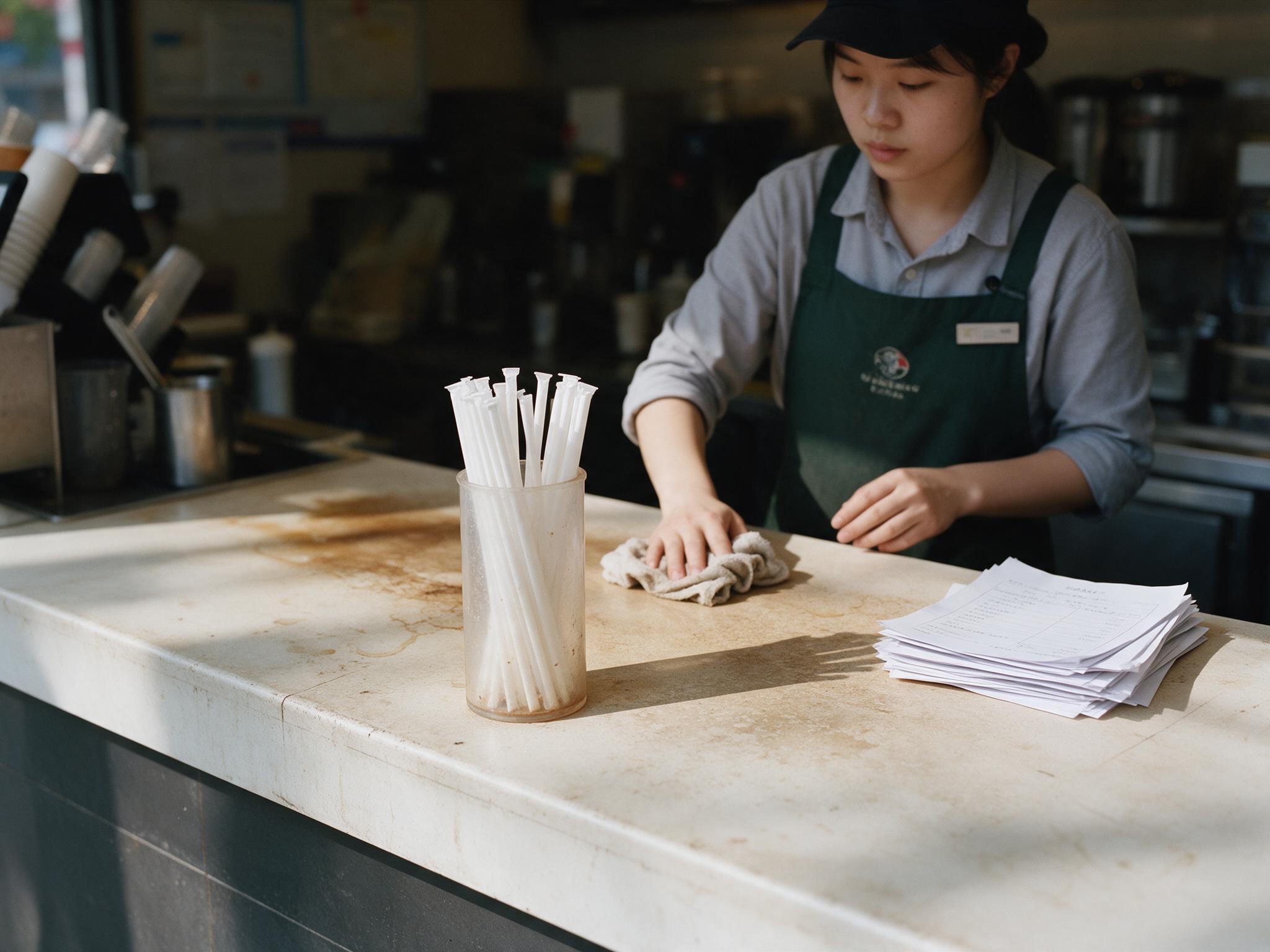 《门店里最小的事》第11期:中报里的门店数,和柜台上的吸管筒|中报季情境图